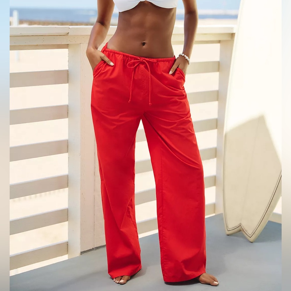 LSPACE Corey Linen Blend Mid-Rise Wide-Leg Pants NWT